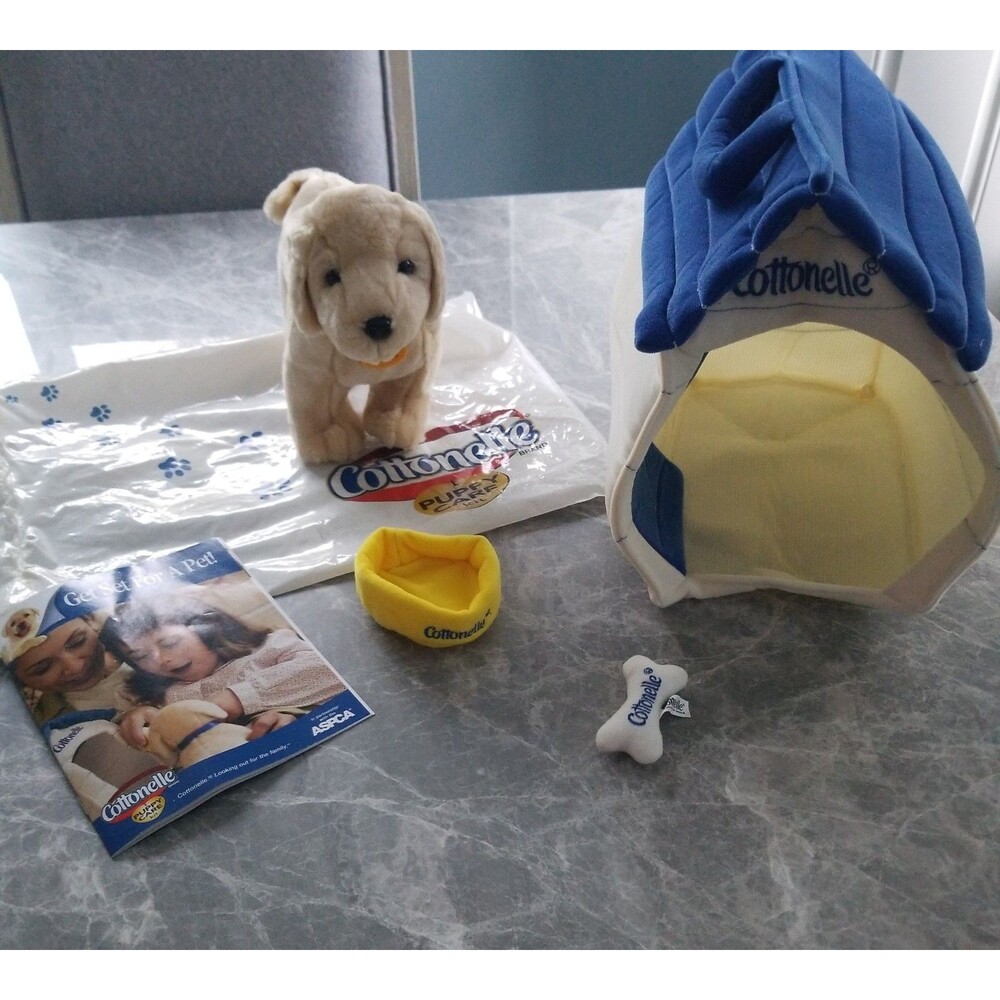 Vintage Cottonelle Plush Dog Set - complete with accessories, NIB